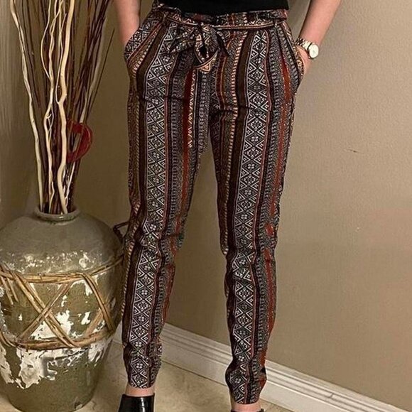 Multicolor funky pattern high waisted pants - Picture 1 of 3